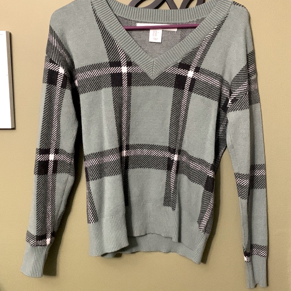 Green plaid cardigan
